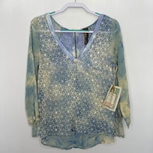 Aratta Silent Journey Top Small Sheer Lace Oversized Boho Blouse Whimsy high-low